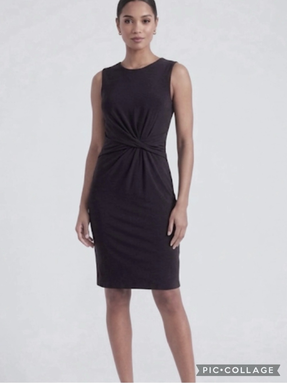 Survival Black Ruched Waist Bodycon Knit Sleeveless Dress NWT M Minimalist LBD